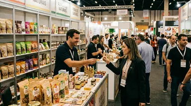 Estandes de uma feira do setor de alimentação
